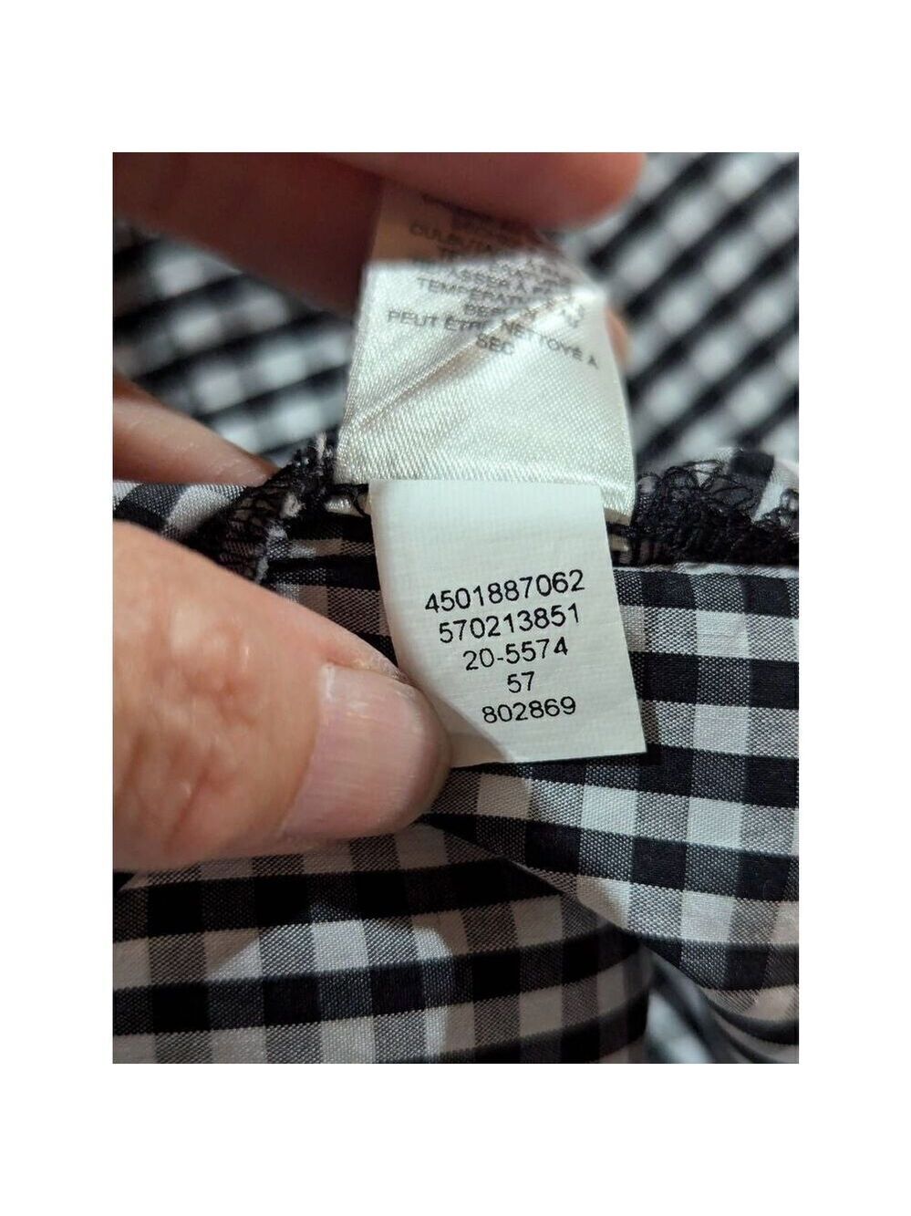 White House Black Market Women's Black & White Gingham Check Long Sleeve Shirt S - Picture 7 of 8
